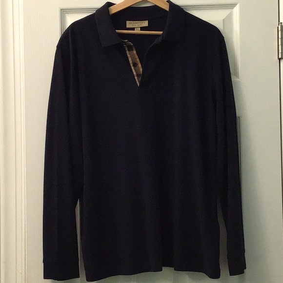 Men's Black Long Sleeve Polo Shirt